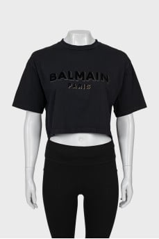 Cropped T-shirt with branded inscription