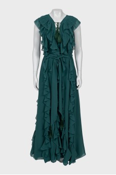 Green ruffle maxi dress