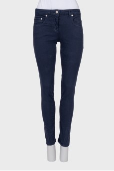 Сині джинси skinny fit з вишивкою