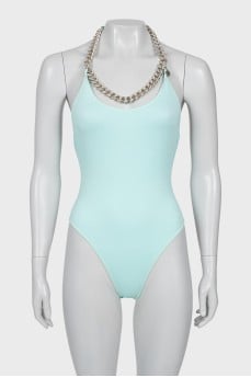 Swimsuit with silver chain with tag