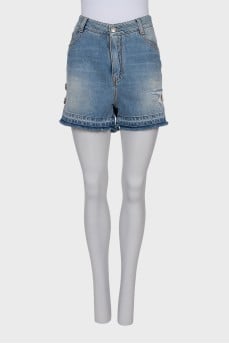 Denim shorts with crystals