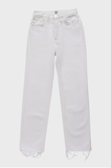 White jeans with raw edges