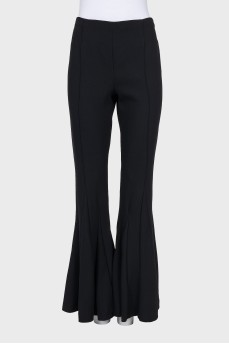 Black wool flared trousers