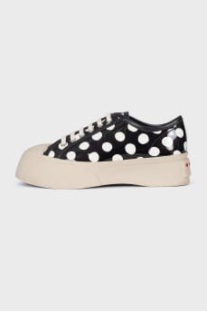 Patent leather polka dot sneakers