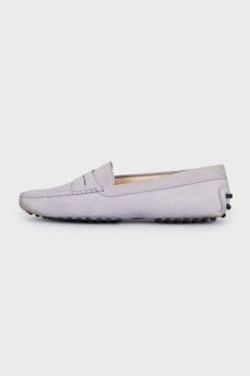 Grey suede moccasins