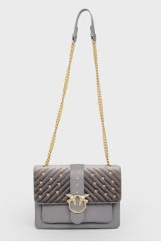 Gray leather bag LOVE