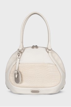 White bag made of leather and textile