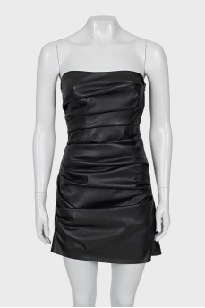 Off the shoulder leather jumpsuit
