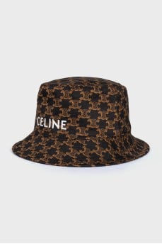 Black Panama hat with brand logo