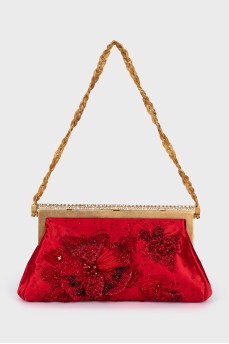 Textile clutch with beads