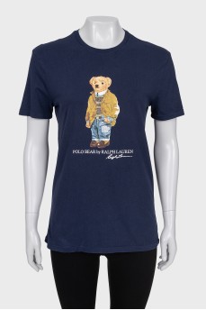 Blue T-shirt with branded print