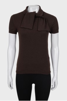 Brown Cashmere and Wool T-Shirt