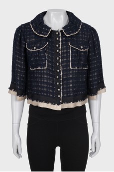 Tweed jacket with metal buttons