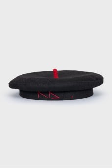 Wool beret with brand logo