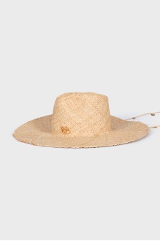 Straw hat with gold logo