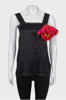 Silk T-shirt with massive flower