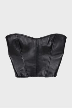 Black leather corset