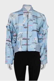 Silk Bomber Jacket in Floral Print
