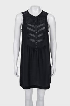 Black silk dress with lace