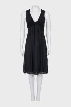Black V-Neck Midi Dress