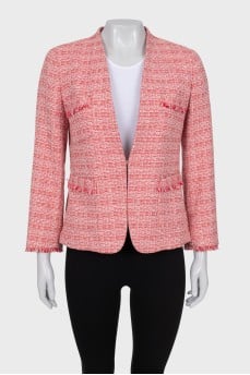 Tweed jacket with fringe