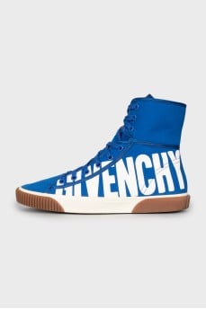 Blue sneakers with brand logo