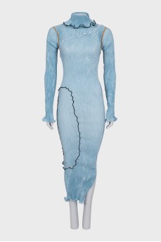 Pleated dress with raised seams