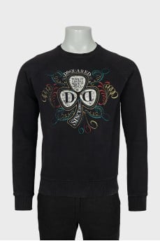 Men's Black Printed Sweatshirt