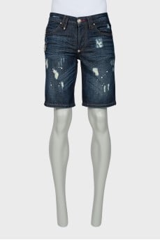 Men's denim shorts with studs