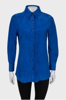 Blue leather shirt