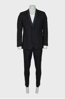 Men's black wool suit
