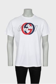 Men's T-shirt with print, straight cut