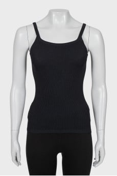 Black Ribbed Fitted Tank Top
