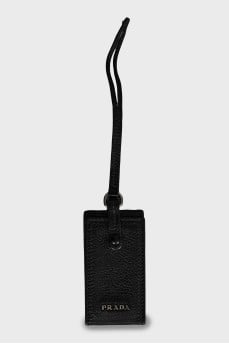 Leather keychain with brand logo