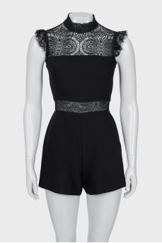 Black jumpsuit with lace inserts