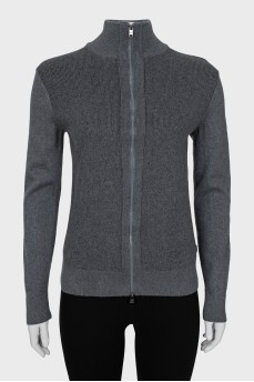 Wool cardigan with zipper