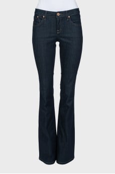 Blue low rise flared jeans