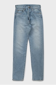 Straight leg jeans with button closure