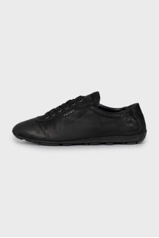Leather flat sneakers