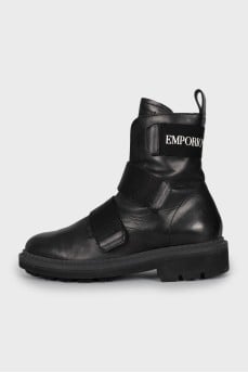 Men's leather velcro boots