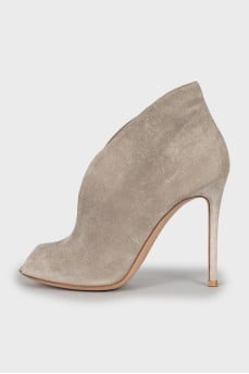Grey open top ankle boots