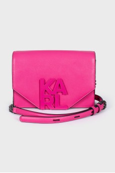 Pink bag with metal logo