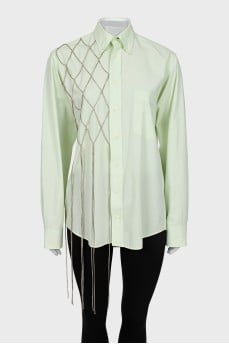 Straight shirt decorated with crystals