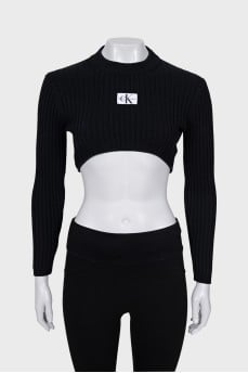 Cropped long sleeve black