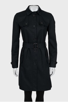 Black trench coat with belt