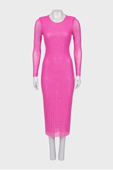 Long sleeve dress decorated with rhinestones