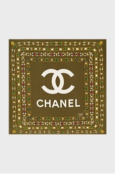 Green scarf with brand logo