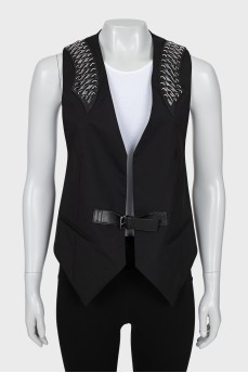 Leather weave vest