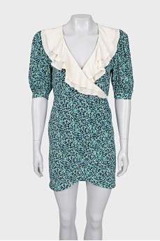 Printed dress with white collar