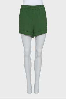 Green silk shorts